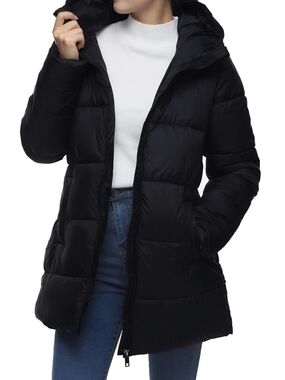 Women's Black Puffer Jacket with Hood